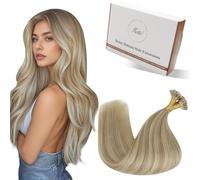 Hetto Extensiones Pelo Natural Queratina Mechas Rubias Extensiones Queratina Pelo Humano Remy Natural Liso Recto Suave Invisible 40cm 50S 50G #17/23