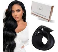 Hetto Extensiones Pelo Natural Queratina Negro 45 CM U Tip Extensiones de Cabello Natural Keratina Pelo Humano Invisibilidad Remy Liso y Recto 50g 50s Negro #1