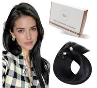 Hetto Extensiones Pelo Natural Queratina Negro 50 CM U Tip Extensiones de Cabello Natural Keratina Pelo Humano Invisibilidad Remy Liso y Recto 50g 50s Negro #1