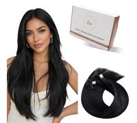 Hetto Extensiones Pelo Natural Queratina Negro 55 cm U Tip Extensiones de Cabello Natural Keratina Pelo Humano Invisibilidad Remy Liso y Recto 50g 50s Negro