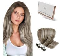 Hetto Extensiones Queratina Cabello Verdad Castano Extensiones de Cabello Natural Queratina Pelo Remy U/Nail-Tip Hair Extensions Real Human Hair Marrón Ligero a Rubio Platino 40 cm 50g/50s #8/60/8