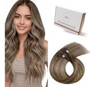 Hetto Extensiones Queratina Cabello Verdad Castano Extensiones de Cabello Natural Queratina Pelo Remy U/Nail-Tip Hair Extensions Real Human Hair Marrón Ligero a Rubio Oscuro 55 cm 50g/50s