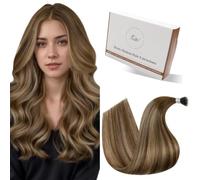 Hetto Nano Ring Hair Extensiones Cabello Natural Extensiones Nano Ring Cabello Humano Real Remy Liso Invisibles Pelo de Verdad Marrón Claro y Miel Rubio 50g/50s 35cm