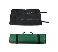 HEUchuan Bolsa Enrollable para Cubiertos Bolsa Enrollable portátil for Cuchillos de Chef, Color Negro, con 22 Ranuras, Tela Oxford Profesional, for Cubiertos y Utensilios Cocina(Green)