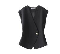 HEUchuan Chaleco para mujer Blazer for mujer, chaleco, abrigo, primavera, sin mangas, sentido avanzado, chaqueta for, informal, parece delgada(Black,M)