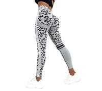 HEUchuan Pantalones de Yoga for Mujer, Pantalones Leopardo sin Costuras Cintura Alta Que levantan la Cadera melocotón, Fitness, Traje, Deportivos Ajustados for Correr para la práctica de Yoga(Gray,L)