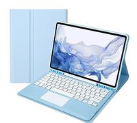 HEUCYL Estuche con Teclado para Samsung Galaxy Tab S10+/Tab S9 FE+/S9+ 2023/S8+ /S7 FE /S7+ 12.4", Touchpad Magnético Desmontable Teclado Inalámbrico Español Ñ, con Soporte para S Pen,Azul