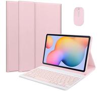 HEUCYL Funda con Teclado para Honor Pad 8 12 Pulgadas 2022, Teclado Español Ñ Inalámbrico Bluetooth Desmontable Magnético, Funda Cuero PU Inteligente Ultradelgada Y Liviana con Mouse,Rosado