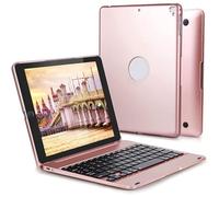 HEUCYL Funda con Teclado para iPad 9.7" 2018 6th Gen 2017 5th Gen iPad Pro 9.7 iPad Air 2 & 1 con Pantalla Giratoria 135°, Estuche Rígido Tipo Folio con Teclado Bluetooth Desmontable,Rose Gold