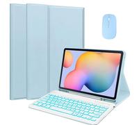 HEUCYL Funda con Teclado para Samsung Galaxy Tab S9 Ultra 14,6 Pulgadas 2023 Modelo SM-X910/X916/X918, Teclado Español Ñ Inalámbrico Desmontable Retroiluminado 7 Colores Funda PU Ultrafina,Azul