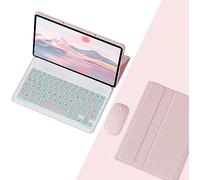 HEUCYL Funda con Teclado para Tableta Lenovo Tab P12 12,7 Pulgadas TB370FU 2023, Teclado Español Ñ Retroiluminado Inalámbrico Desmontable 7 Colores Funda Inteligente Ultrafina,Rosado