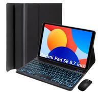HEUCYL Funda con Teclado para Xiaomi Redmi Pad SE 8.7 Pulgadas 2024, Teclado Español Ñ Retroiluminado Bluetooth Inalámbrico Desmontable Magnético, Estuche Ultrafino con Soporte Y Ratón