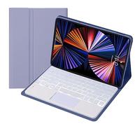 HEUCYL Funda con Teclado Táctil para Tableta Xiaomi Redmi Pad Se De 11 Pulgadas 2023 Lanzamiento, Teclado Español Ñ Desmontable Retroiluminado 7 Colores, Estuche con Soporte Multiángulo,Púrpura