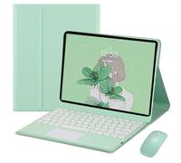 HEUCYL Funda Teclado para Tableta Xiaomi Redmi Pad SE 11 Pulgadas Lanzamiento 2023, Teclado Español Ñ con Panel Táctil Inalámbrico Bluetooth Desmontable, Estuche Ultrafino con Soporte,Mint Green