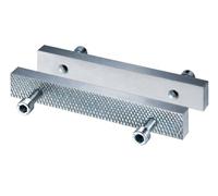 Heuer 116140 - Mordazas para tornillo de banco (acero, endurecidas, galvanizadas, reversibles, lisas, con otro lado estriado, adecuado para tornillo de banco de 140 mm)