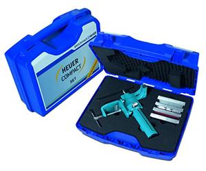 Heuer 118003 Compact - Tornillo de banco (120 mm + maleta, 4 tipos de mordazas magnéticas (ajuste rápido; pinza de mesa; ancho de mandíbula 120 mm; peso: 8,2 kg)