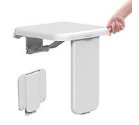 Heuffe Asiento de Ducha Abatible de Pared con Pata Soporte - 200kg Capacidad Antideslizante, Silla Plegable para Personas Mayores, Blanco