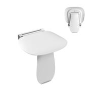 Heuffe Asiento de Ducha Abatible de Pared con Pata Soporte - 200kg Capacidad Antideslizante, Silla Plegable para Personas Mayores, Blanco