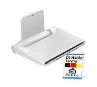 Heuffe Asiento de Ducha Abatible Grueso con Respaldo de Pared - 200kg Capacidad Antideslizante, Silla Plegable para Personas Mayores, Blanco