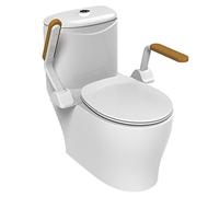 Heuffe Marco de Seguridad Plegable para Inodoro - Apoyabrazos Fijos con Soporte Estable, Montaje Súper Sencillo para Ancianos & Discapacitados(Madera)