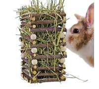 Heuraufe - Witziger Holz-Futterbehälter 7,6 x 17,8 cm | Futterspender & Kaninchenkäfig-Zubehör - Für Hamster, Chinchilla, Maus, Kaninchen, Indoor, Outdoor Gehege, Käfigspielzeug, Beschäftigung