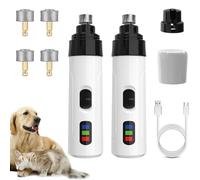 Heusom Silent Groom Pro Nail Grinder, Heusom Dog Nail Trimmer, Rechargeable USB Charging Pet Nail Grinder, Electric Dog Nail Clippers Pet Paws Grooming Smoothing Tool for Dogs and Cats (2PCS)