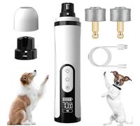 Heusos Silents Groom Pro - Molinillo de uñas inalámbrico para perros y gatos con luz LED, 3 velocidades, batería recargable de 2000 mAh y 2 cabezales de repuesto para uñas gruesas (1 unidad)