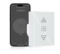 HEUXGIR Interruptor Persiana Electrica,86 * 86mm Interruptor WIFI Persianas (Necesita Cable Neutro) Control de APP y Voz, Compatible con Alexa y Google Home 1 Pieza