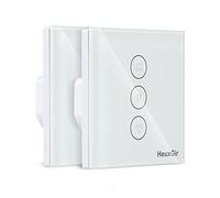 HEUXGIR Juego de interruptores inteligentes para persianas, 80x80 mm, control inalámbrico, temporizador compatible con Alexa y Google Home, cable neutro requerido
