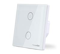 HEUXGIR Smart WiFi Touch Sensor Light Switch, interruptor de luz con panel de cristal y LED de estado, Alexa funciona con Alexa Tuya Google Home 2,4 GHz, 86 x 86 mm, línea neutra requerida