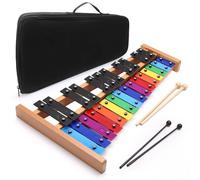 Heuyrao Xilófono Glockenspiel de 27 notas, instrumento profesional de madera, kit de instrumentos de percusión para adultos y niños, incluye 4 mazos y bolsa de transporte, colorido