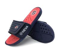 HEVA Adjust - Chanclas Slider para Hombre Sandalias Playa de Punta Descubierta（44 EU Navy/Red）