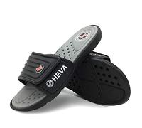 HEVA Adjust - Chanclas Slider para Hombre Sandalias Playa de Punta Descubierta（45 EU Black/Gery）