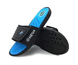 HEVA Claquette Hombre Sandalias Mulas Zapatos de Playa & Piscina Scratch Zapatillas, Noir et Bleu, 45 EU