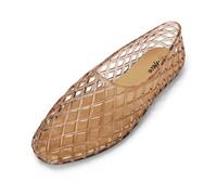 HEVA Jelly Mesh - Sandalias planas de malla transpirable para mujer, sandalias de ballet para verano, playa, jaleas, beige, 35.5 EU