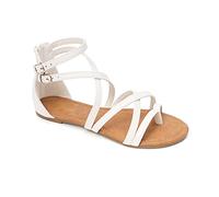 HEVA Sandalias casuales con tiras para mujer, cómodas, ajustables, planas, White, 38 EU
