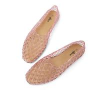 HEVA Sandalias de malla de jalea para mujer, transpirables, transparentes, huecas, para verano, playa, jellies, Rosa., 40 EU