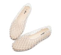 HEVA Sandalias de malla de jalea para mujer, transpirables, transparentes, huecas, para verano, playa, jellies, transparente, 36 EU