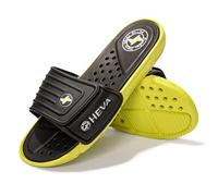 HEVA Sandalias de moda para hombre, puntera abierta, para playa, piscina, Black Lemon, 42 2/3 EU