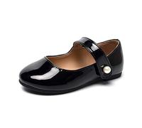 HEVA Zapatos clásicos Mary Jane para niñas, con gancho y lazo, para vestido de boda, zapatos planos para escuela, Black, 23 EU