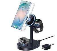 Hevanto Cargador inalámbrico 3 en 1 para Samsung Galaxy, estación de carga magnética súper rápida de 15 W para MegSafe Samsung Galaxy S26 Ultra S25 S24 S23 Z Fold Flip Watch 8 7 Classic Buds 4 3 2 Pro