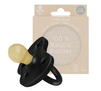 HEVEA Chupete de goma natural de colores con pigmentos naturales, de origen vegetal, libre de plásticos, libre de BPA y aprobado su contacto con comida (Outer Space black, 3-36 meses, tetina redonda)