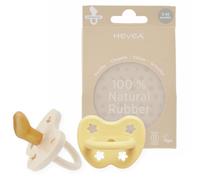 HEVEA Chupete de goma natural de colores tradicionales con pigmentos naturales, pack de 2, libre de BPA y aprobado su contacto con comida (Pale Butter y blanco Milky, 3-36 meses, tetina ortodóntica)
