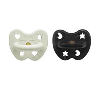 HEVEA Chupete de goma natural ortodóntico para 3-36 meses, diseño higiénico de una pieza para recién nacidos y niños pequeños, sin BPA, suave y duradero, paquete de 2 (fiordo ICY)