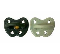 HEVEA Chupete de goma natural ortodóntico para 3-36 meses, diseño higiénico de una pieza para recién nacidos y niños pequeños, sin BPA, suave y duradero, paquete de 2 (velo de musgo)