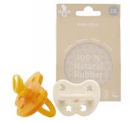 HEVEA Chupete de goma natural ortodóntico para 3-36 meses, diseño higiénico de una pieza para recién nacidos y niños pequeños, sin BPA, suave y duradero, paquete de 2 (blanco lechoso y natural)