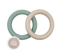 Hevea HEVEA Kawan Anillos de dentición para bebés - Juguetes mordedores calmantes de caucho 100% natural, sin BPA y veganos, fácil agarre para calmar las encías, paquete de 2 (azul arena y espuma de m