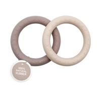 Hevea HEVEA Kawan Anillos de dentición para bebés Juguetes mordedores calmantes de caucho 100% natural, sin BPA y vegano, fácil agarre para calmar las encías, paquete de 2 (beige arena y tostado)