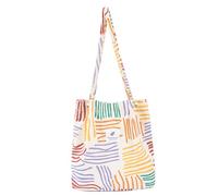 Heveer Bolso de Pana Bolsa Tote Mujer Bolsos Bandolera Tote Bolso Shopper para Todos los Días Compras Colegio Trabajar Viajar (Rayas de Colores)