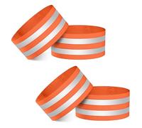 Heveer Brazaletes Reflectantes de Alta Visibilidad Bandas Reflectantes Elásticas para la Noche Correr Caminar Ciclismo 4 Piezas Naranja